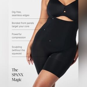 SPANX Sculpt Black Under Bust Body Suit Shaper  Mid Thigh Booty Lifting 1X